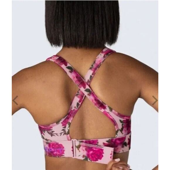 Shefit Ultimate Sports Bra High Impact Pink Floral Front Zip Size 1Luxe 40-42 - Picture 10 of 14